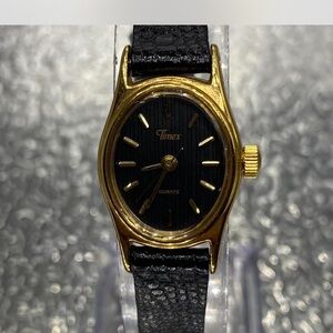 Timex Gold Case Black Dial Watch